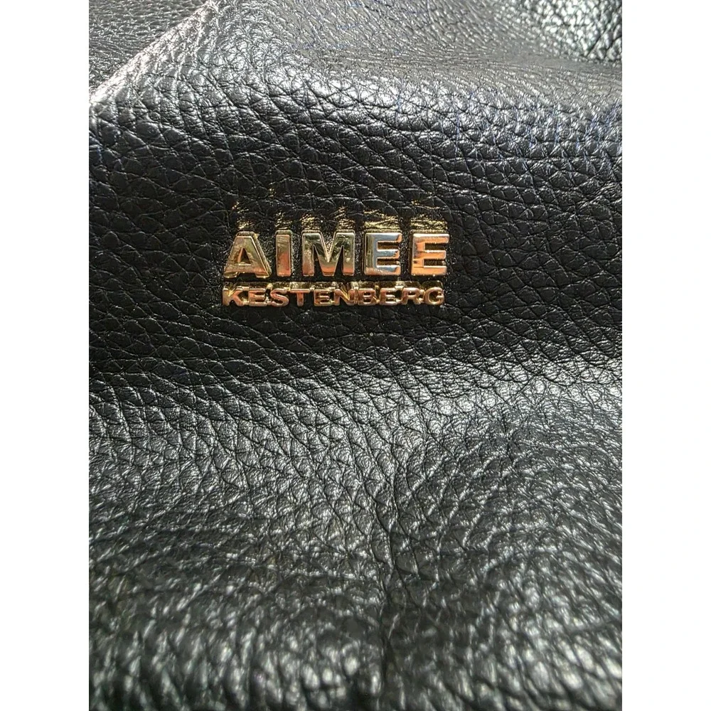 Aimee Kestenberg Pebbled Leather 5th Ave Pleated Satchel Crossbody Tote Bag